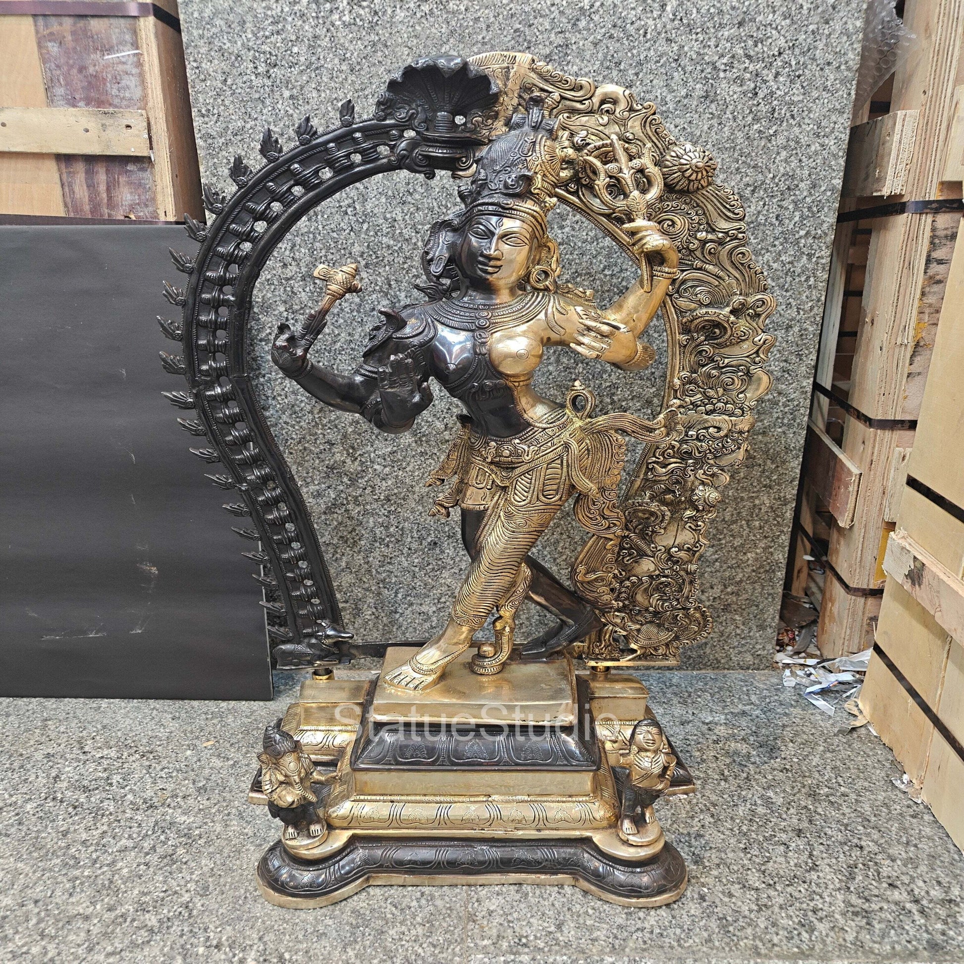 Brass Large Ardhanarishawar Shiva Statue Antique Finish For Home Decor 2.5 Feet - Image 4