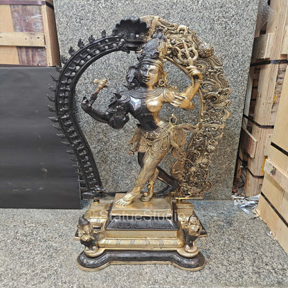 Brass Large Ardhanarishawar Shiva Statue Antique Finish For Home Decor 2.5 Feet by vendor-unknown - Hindu Gods (View 4)