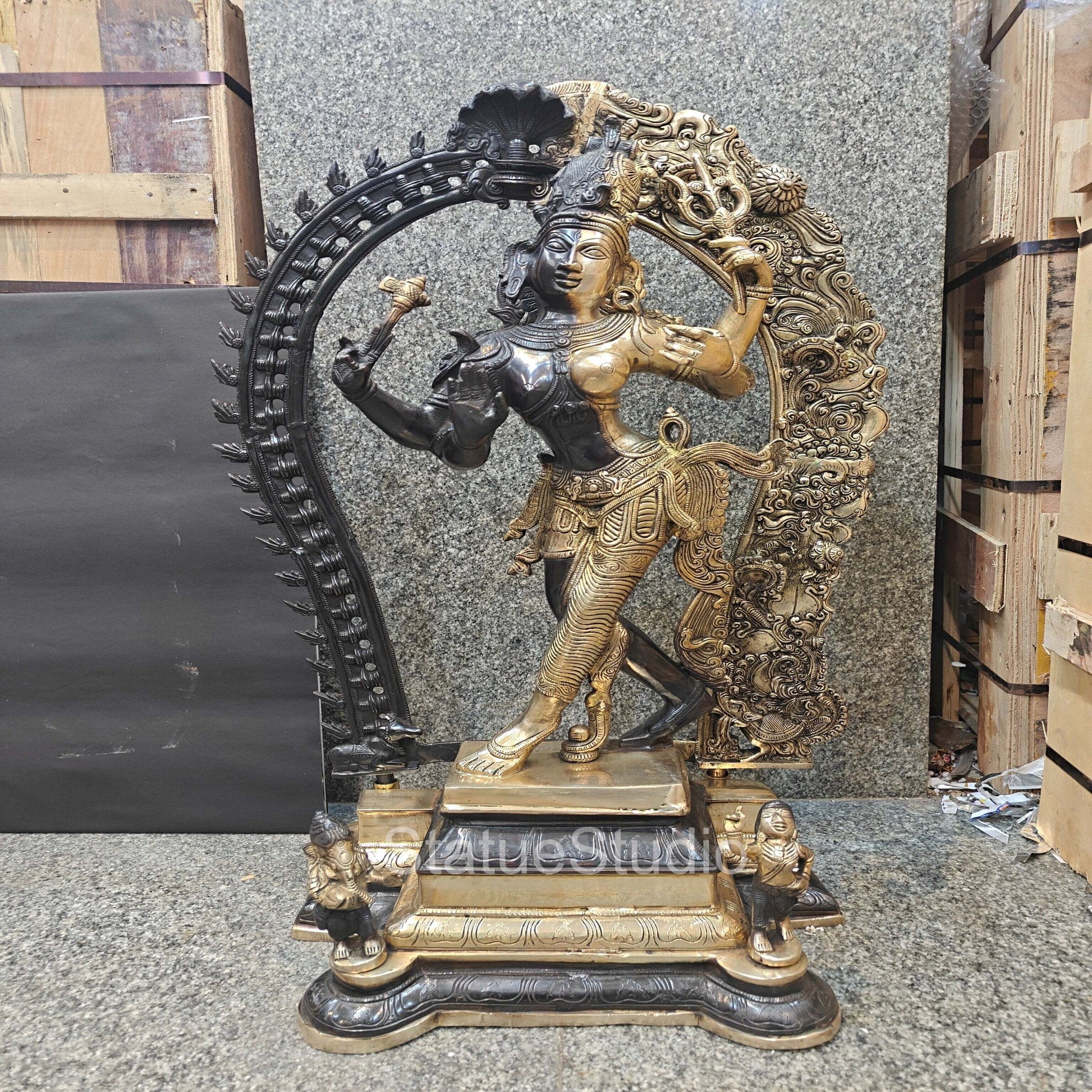 Brass Large Ardhanarishawar Shiva Statue Antique Finish For Home Decor 2.5 Feet - Image 5