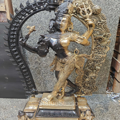 Brass Large Ardhanarishawar Shiva Statue Antique Finish For Home Decor 2.5 Feet by vendor-unknown - Hindu Gods (View 6)