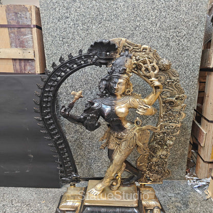 Brass Large Ardhanarishawar Shiva Statue Antique Finish For Home Decor 2.5 Feet by vendor-unknown - Hindu Gods (View 7)