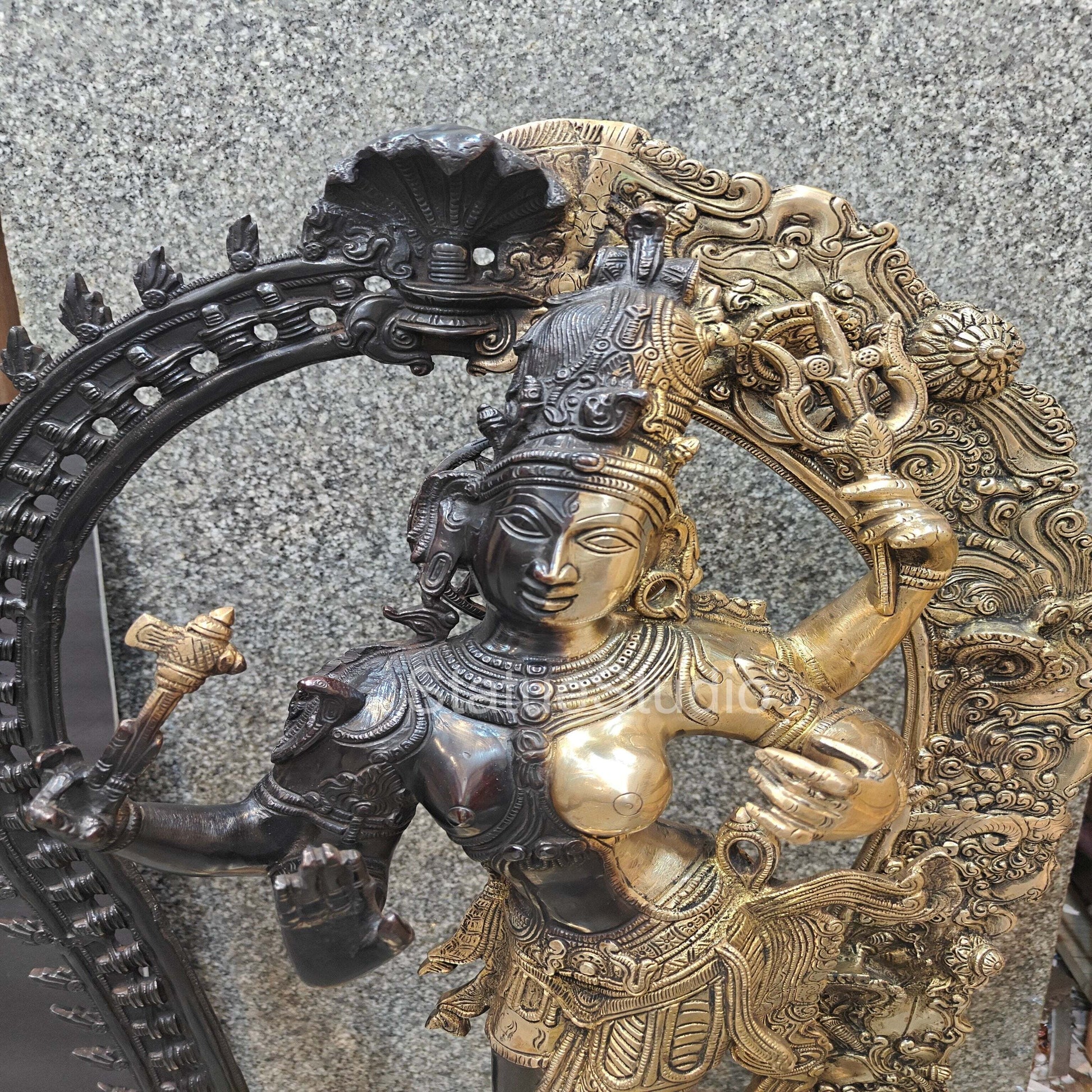 Brass Large Ardhanarishawar Shiva Statue Antique Finish For Home Decor 2.5 Feet - Image 8