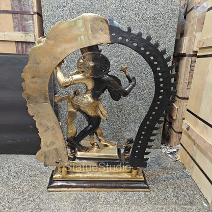 Brass Large Ardhanarishawar Shiva Statue Antique Finish For Home Decor 2.5 Feet by vendor-unknown - Hindu Gods (View 11)