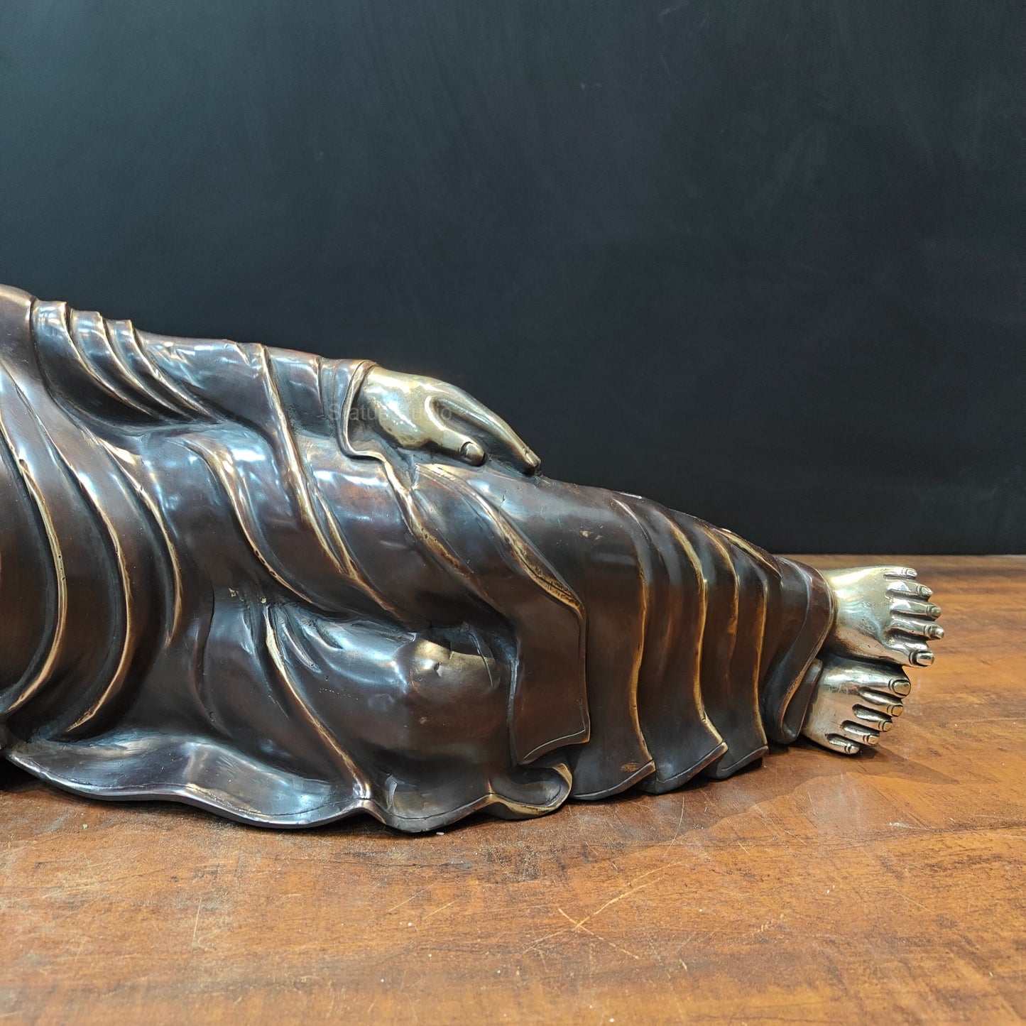 Brass Sleeping Buddha Statue Antique Finish For Home Decor 2.5 Feet