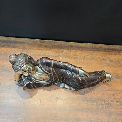 Brass Sleeping Buddha Statue Antique Finish For Home Decor 2.5 Feet by vendor-unknown - Buddha (View 9)
