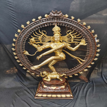 Brass Large Nataraja Statue Antique Finish For Home Decor Showpiece 3 Feet by vendor-unknown - Hindu Gods (View 4)