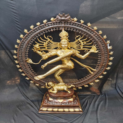 Brass Large Nataraja Statue Antique Finish For Home Decor Showpiece 3 Feet by vendor-unknown - Hindu Gods (View 3)