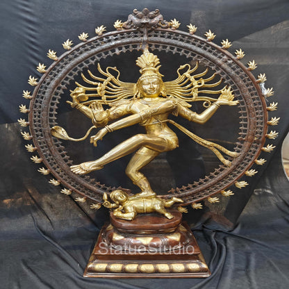 Brass Large Nataraja Statue Antique Finish For Home Decor Showpiece 3 Feet by vendor-unknown - Hindu Gods (View 2)