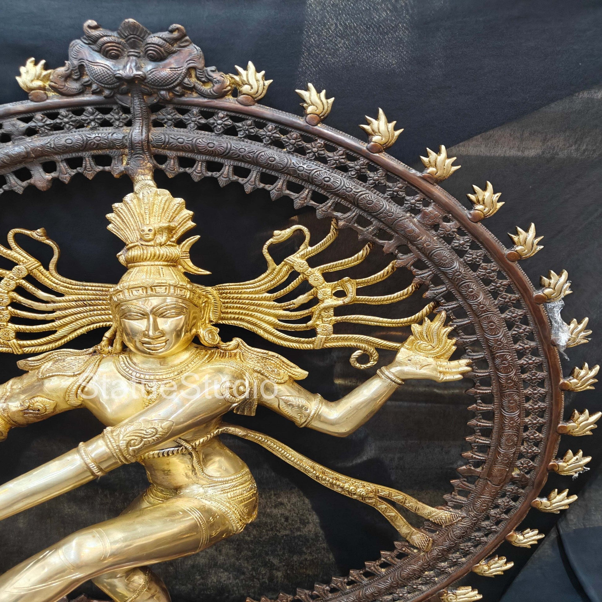 Brass Large Nataraja Statue Antique Finish For Home Decor Showpiece 3 Feet - Image 8