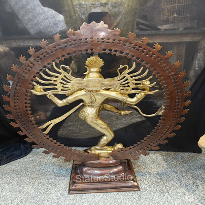 Brass Large Nataraja Statue Antique Finish For Home Decor Showpiece 3 Feet by vendor-unknown - Hindu Gods (View 10)