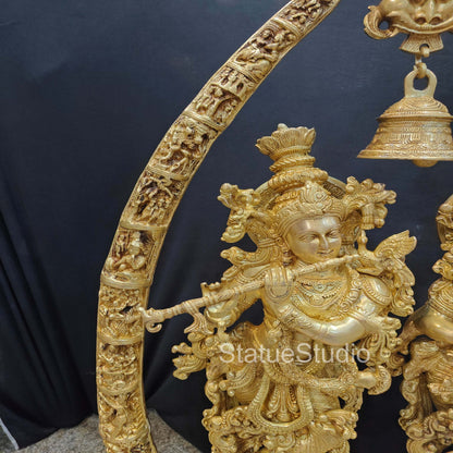Brass Large Radha Krishna Statue With Removable Temple Set For Home Decor 4 Feet by vendor-unknown - Hindu Gods (View 10)