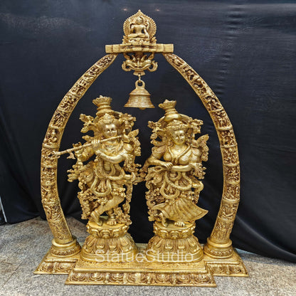 Brass Large Radha Krishna Statue With Removable Temple Set For Home Decor 4 Feet by vendor-unknown - Hindu Gods (View 4)