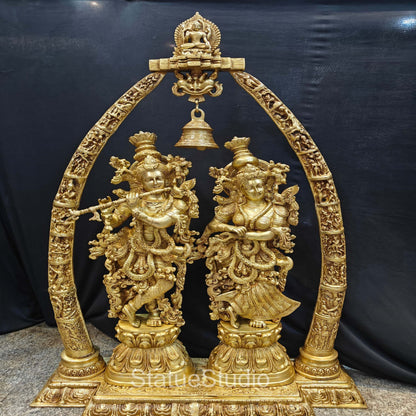Brass Large Radha Krishna Statue With Removable Temple Set For Home Decor 4 Feet by vendor-unknown - Hindu Gods (View 5)