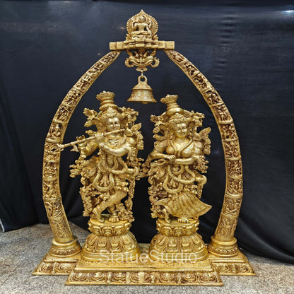 Brass Large Radha Krishna Statue With Removable Temple Set For Home Decor 4 Feet by vendor-unknown - Hindu Gods (View 3)