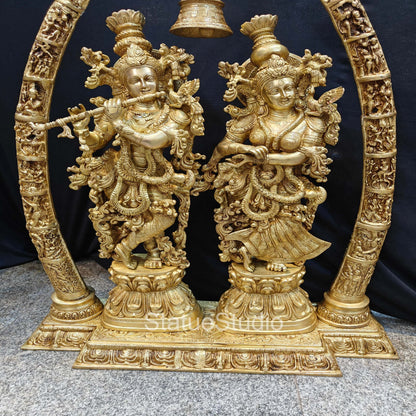 Brass Large Radha Krishna Statue With Removable Temple Set For Home Decor 4 Feet by vendor-unknown - Hindu Gods (View 6)
