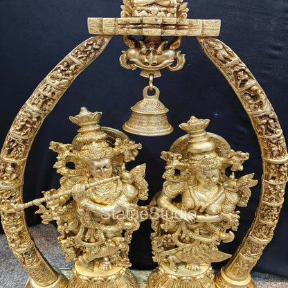 Brass Large Radha Krishna Statue With Removable Temple Set For Home Decor 4 Feet by vendor-unknown - Hindu Gods (View 12)