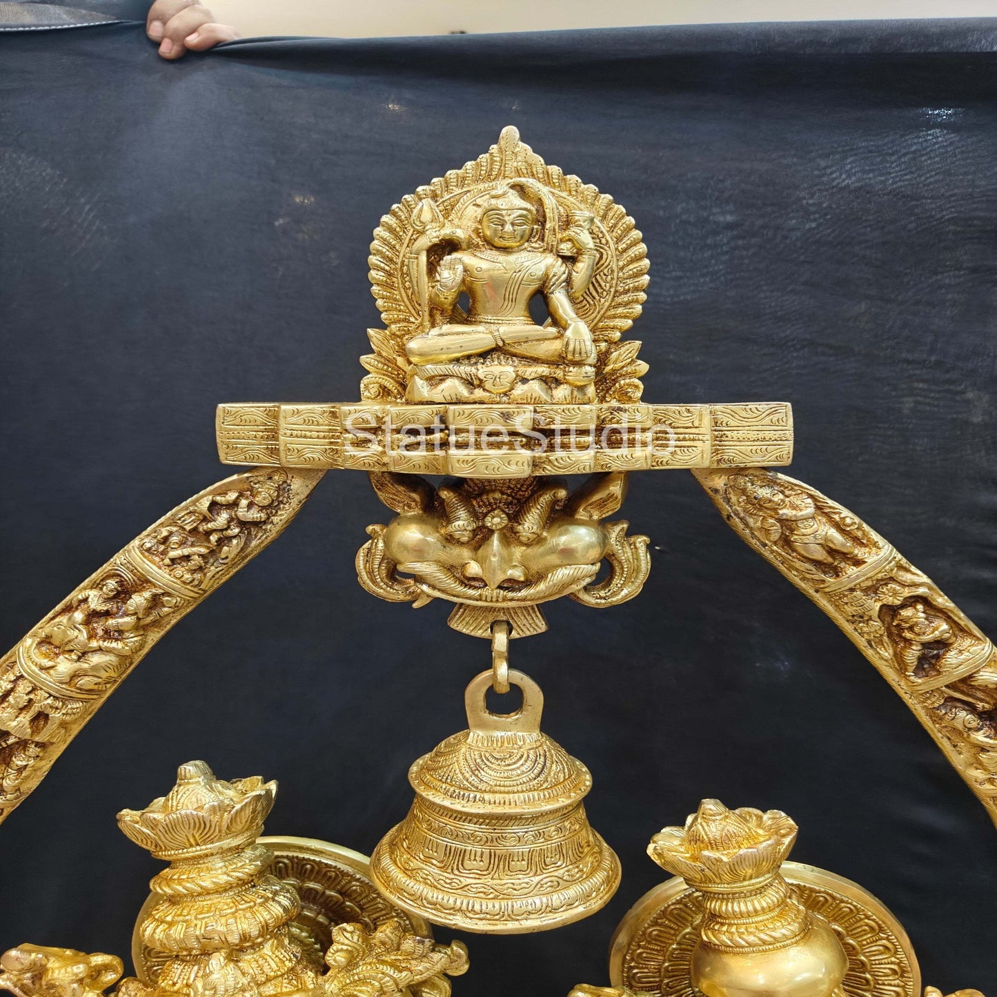 Brass Large Radha Krishna Statue With Removable Temple Set For Home Decor 4 Feet