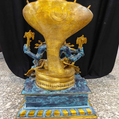 Brass Large Exclusive Vishnu Idol Seated on Sheshnaag For Home Decor 2.5 Feet by vendor-unknown - Hindu Gods (View 12)