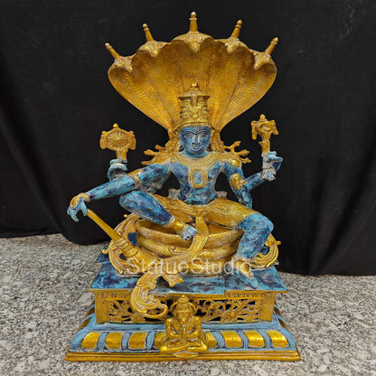 Brass Large Exclusive Vishnu Idol Seated on Sheshnaag For Home Decor 2.5 Feet by vendor-unknown - Hindu Gods (View 3)