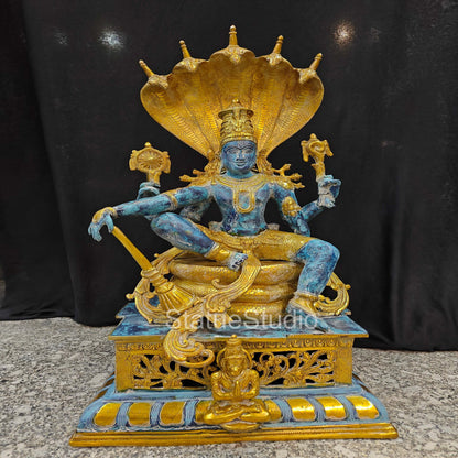 Brass Large Exclusive Vishnu Idol Seated on Sheshnaag For Home Decor 2.5 Feet by vendor-unknown - Hindu Gods (View 5)