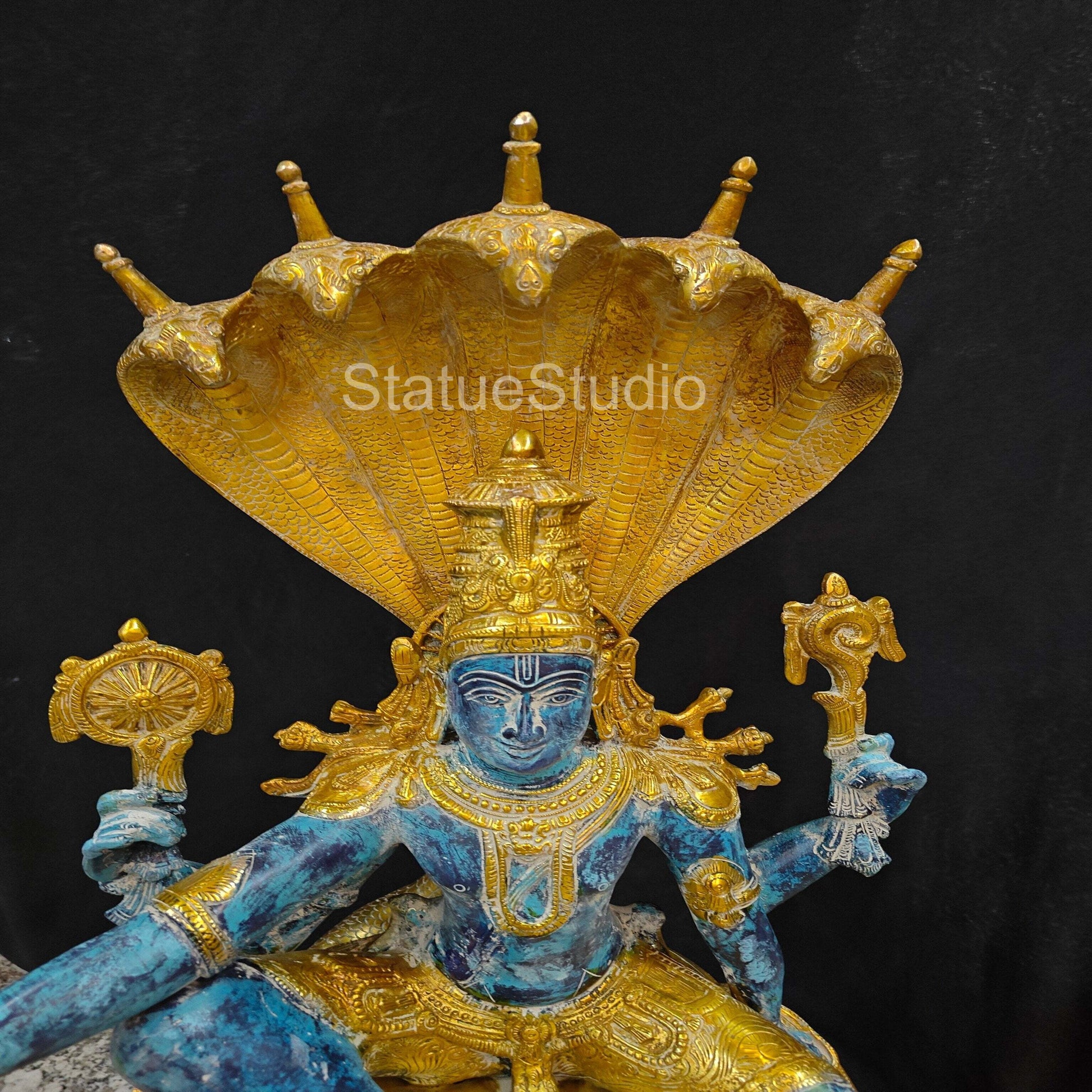 Brass Large Exclusive Vishnu Idol Seated on Sheshnaag For Home Decor 2.5 Feet - Image 6