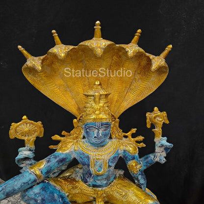 Brass Large Exclusive Vishnu Idol Seated on Sheshnaag For Home Decor 2.5 Feet by vendor-unknown - Hindu Gods (View 6)