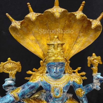Brass Large Exclusive Vishnu Idol Seated on Sheshnaag For Home Decor 2.5 Feet by vendor-unknown - Hindu Gods (View 7)