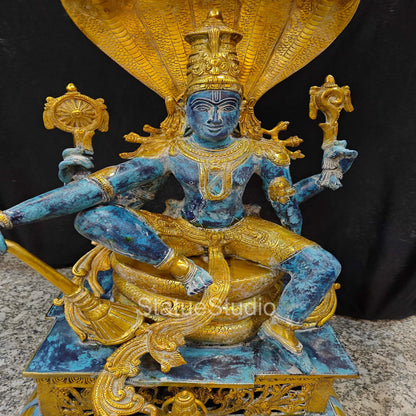 Brass Large Exclusive Vishnu Idol Seated on Sheshnaag For Home Decor 2.5 Feet by vendor-unknown - Hindu Gods (View 8)