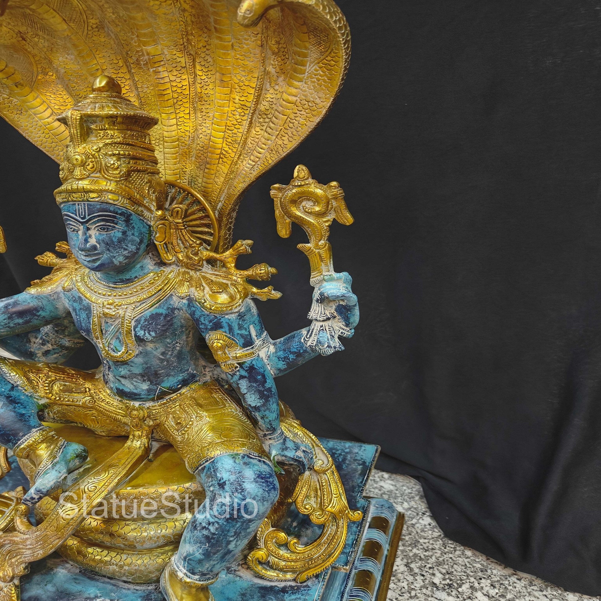 Brass Large Exclusive Vishnu Idol Seated on Sheshnaag For Home Decor 2.5 Feet - Image 10