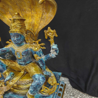 Brass Large Exclusive Vishnu Idol Seated on Sheshnaag For Home Decor 2.5 Feet by vendor-unknown - Hindu Gods (View 10)