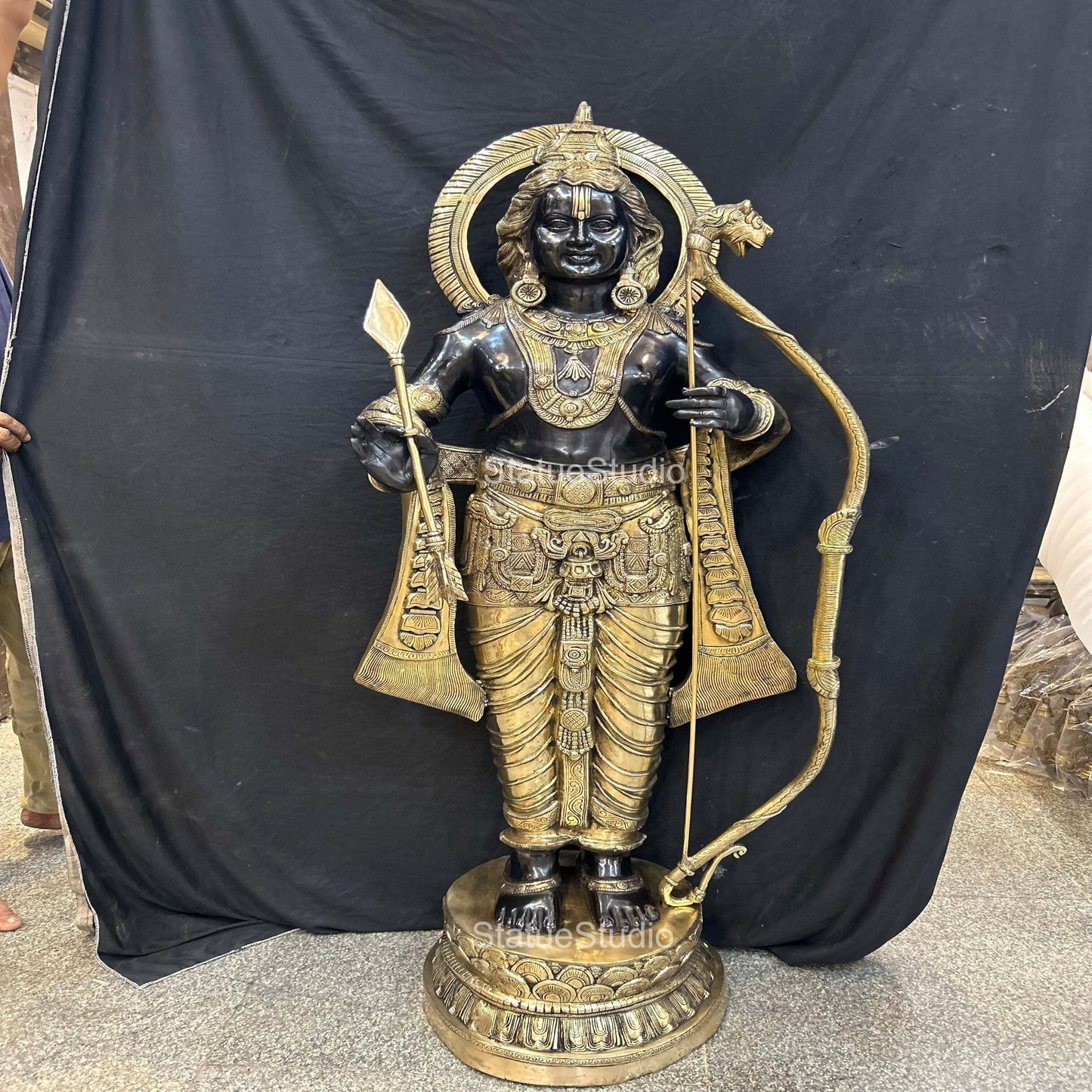 Brass Large Exclusive Ram idol Antique Finish For Home Decor 4.5 Feet