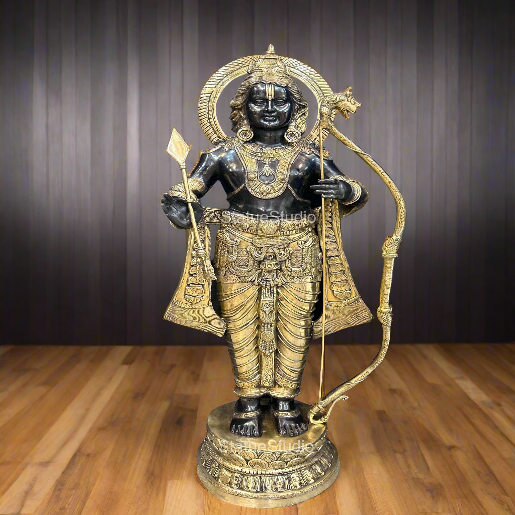 Brass Large Exclusive Ram idol Antique Finish For Home Decor 4.5 Feet - Image 2