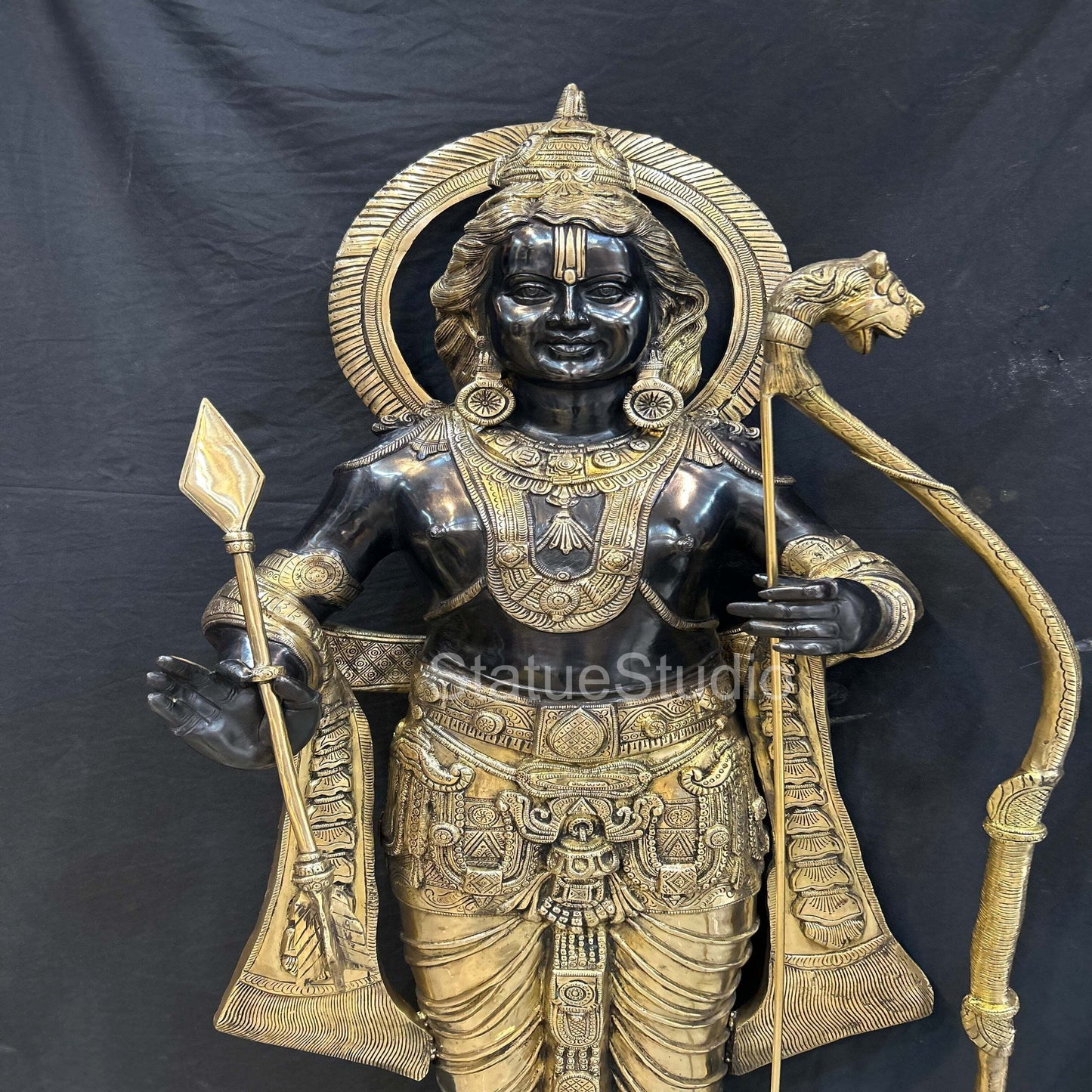 Brass Large Exclusive Ram idol Antique Finish For Home Decor 4.5 Feet