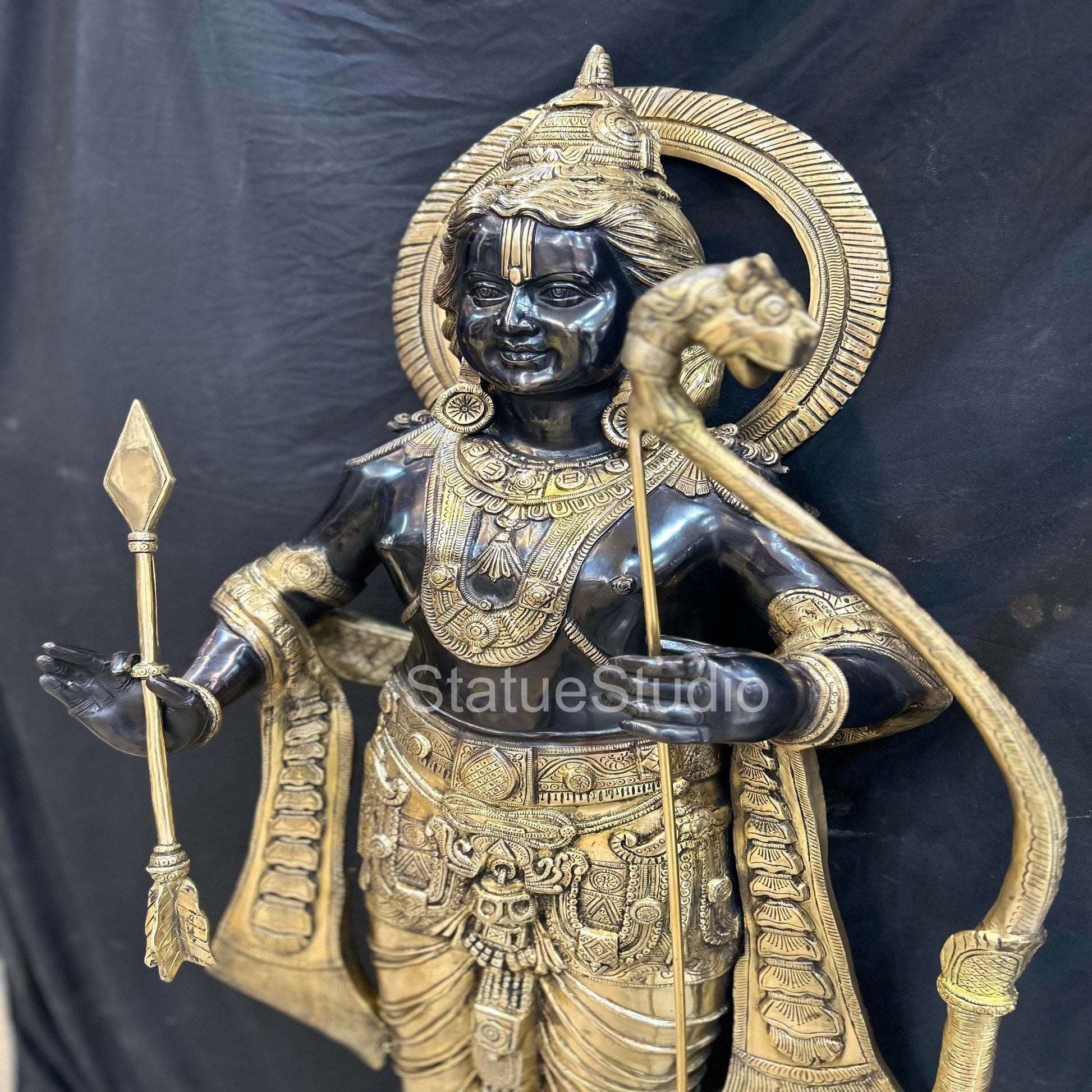 Brass Large Exclusive Ram idol Antique Finish For Home Decor 4.5 Feet - Image 8
