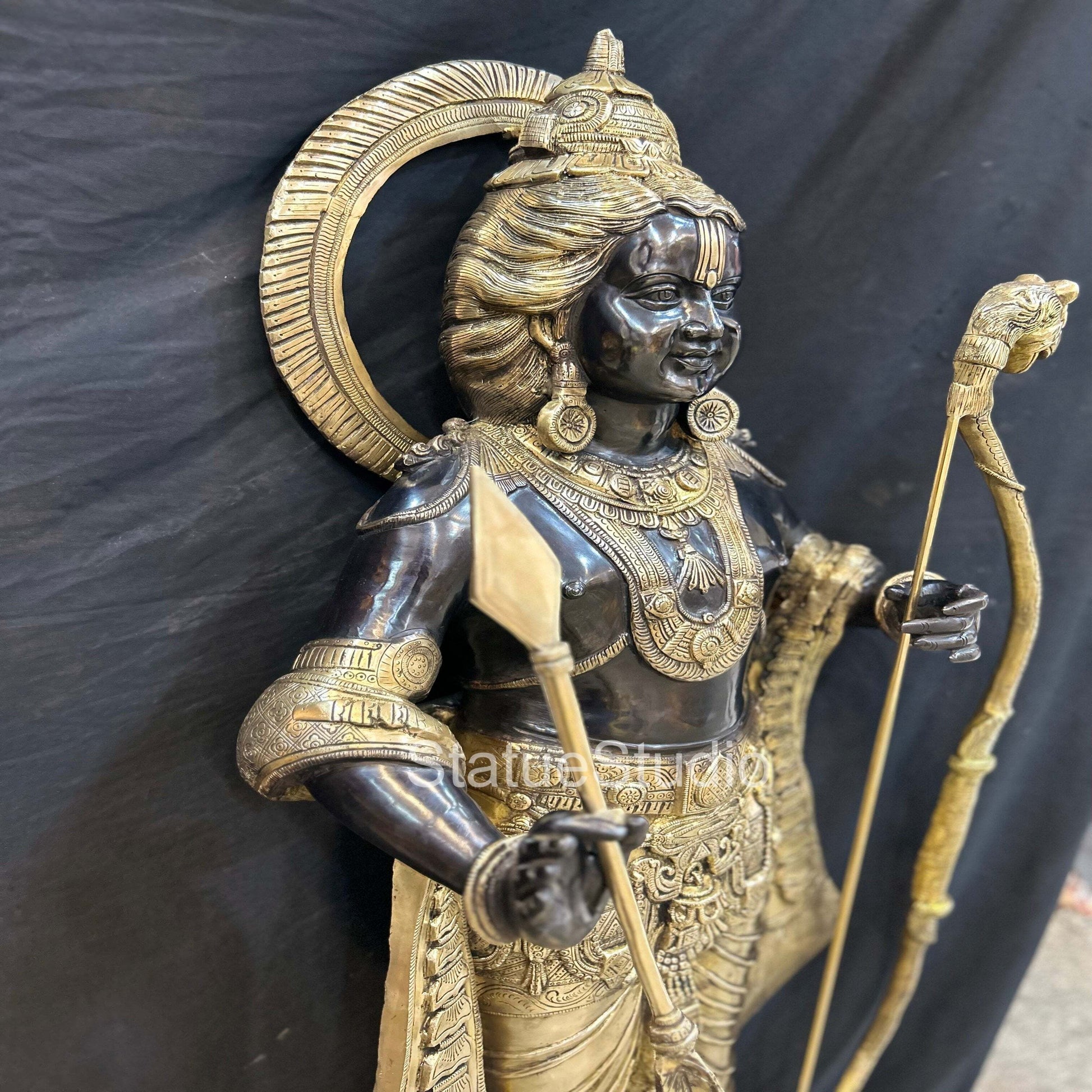Brass Large Exclusive Ram idol Antique Finish For Home Decor 4.5 Feet - Image 9