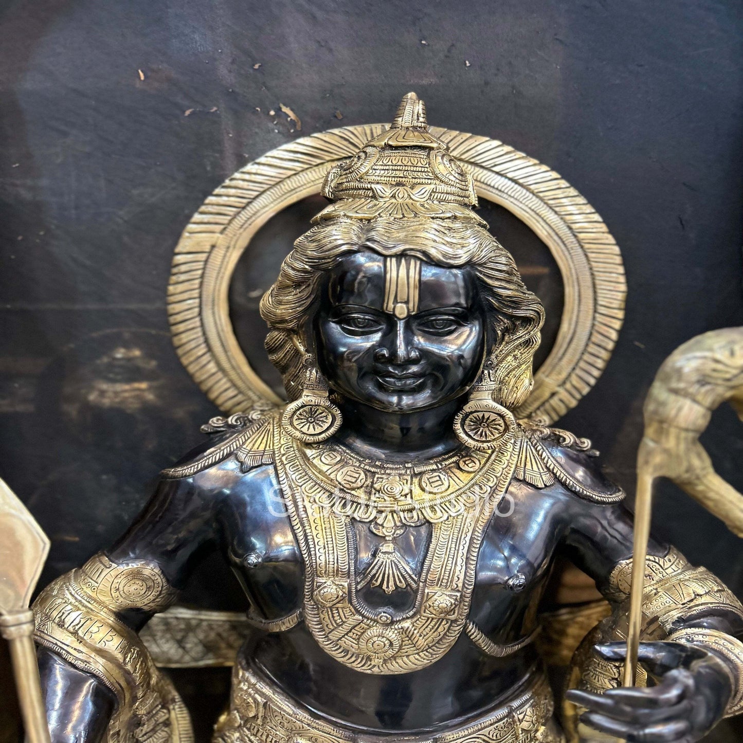 Brass Large Exclusive Ram idol Antique Finish For Home Decor 4.5 Feet