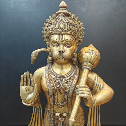 Brass Large Standing Hanuman Statue For Home Decor 3 Feet by vendor-unknown - Hindu Gods (View 2)