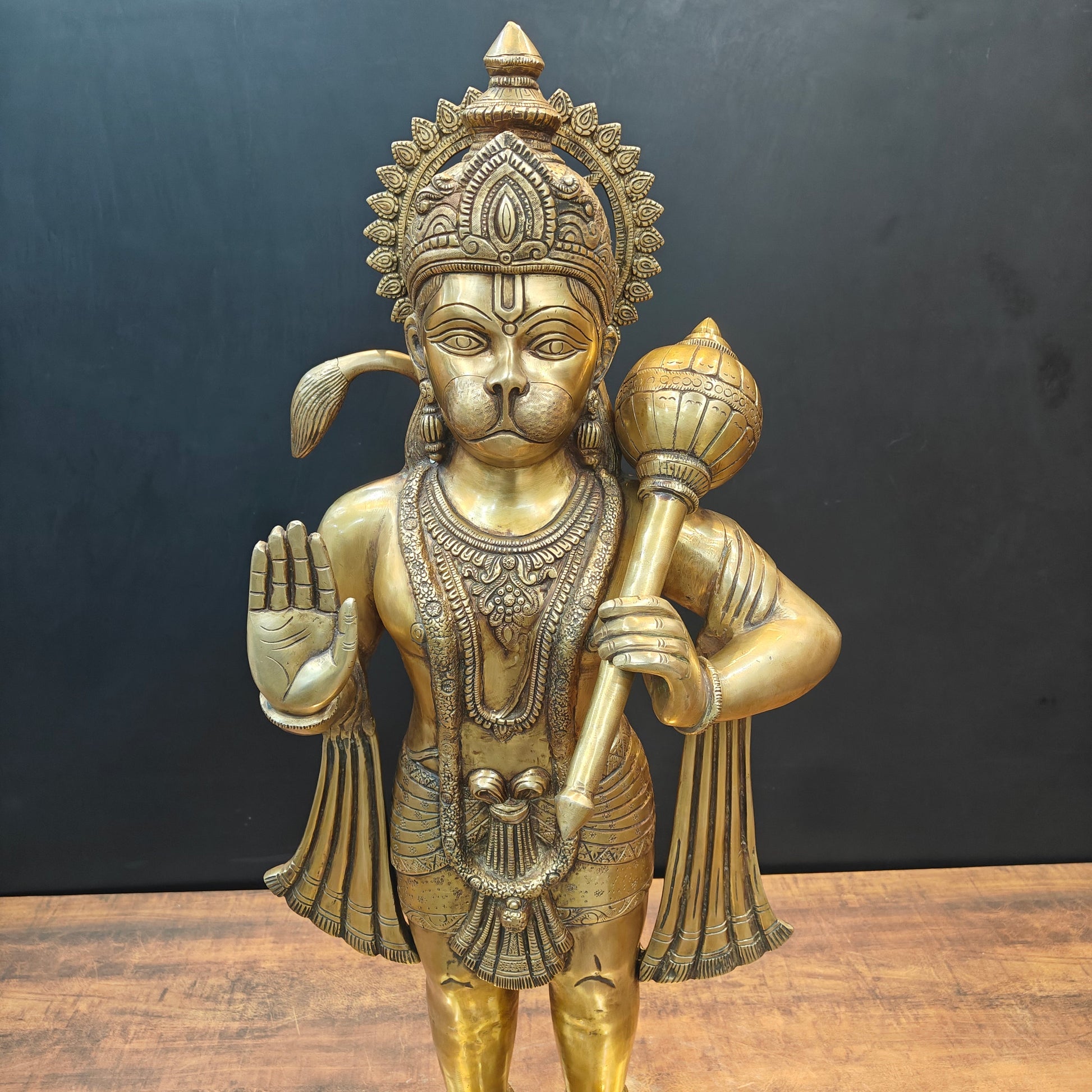Brass Large Standing Hanuman Statue For Home Decor 3 Feet - Image 4
