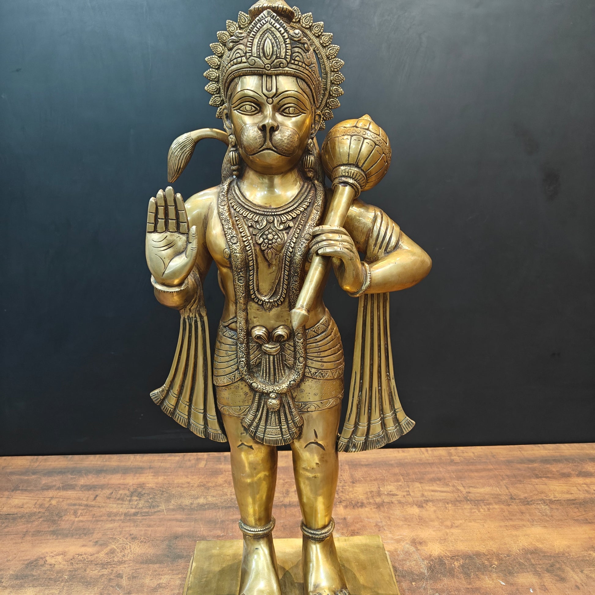 Brass Large Standing Hanuman Statue For Home Decor 3 Feet - Image 5