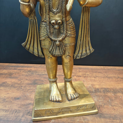 Brass Large Standing Hanuman Statue For Home Decor 3 Feet by vendor-unknown - Hindu Gods (View 8)