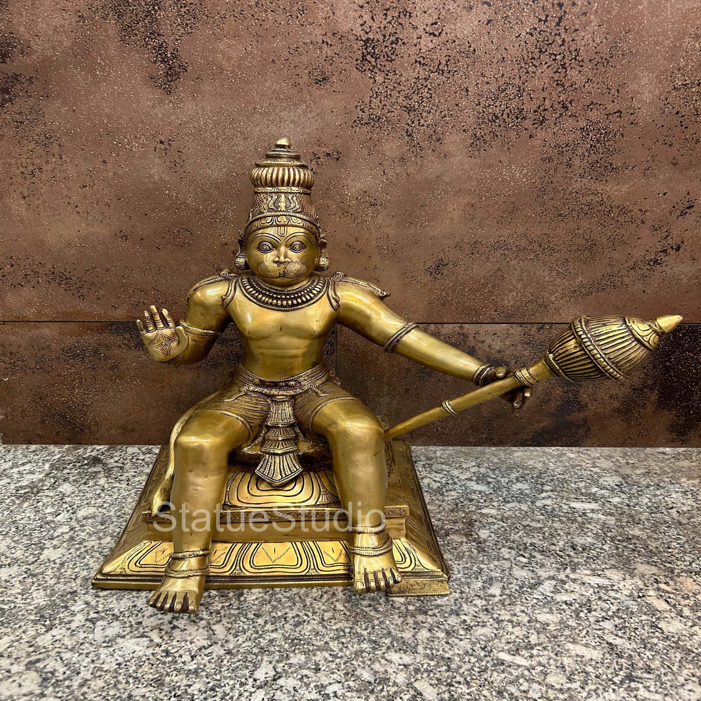 Brass Large Sitting Hanuman Idol For Home Decor 2 Feet
