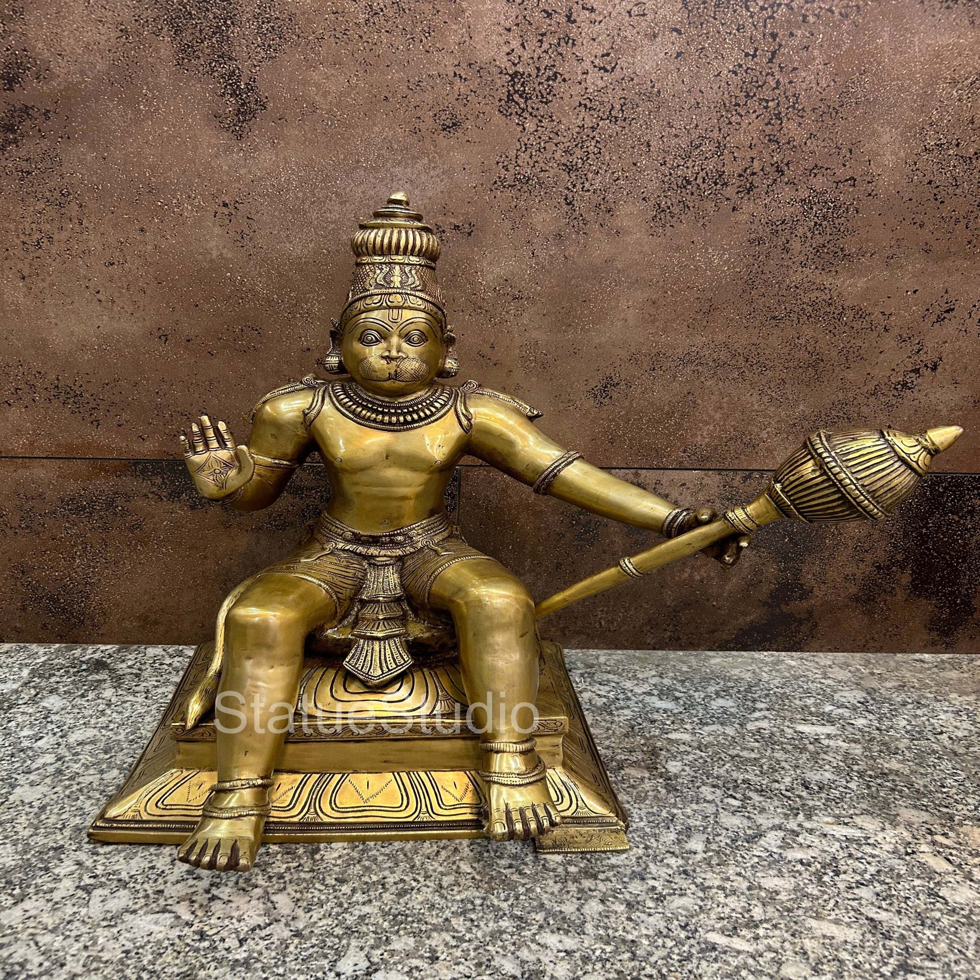 Brass Large Sitting Hanuman Idol For Home Decor 2 Feet - Image 7