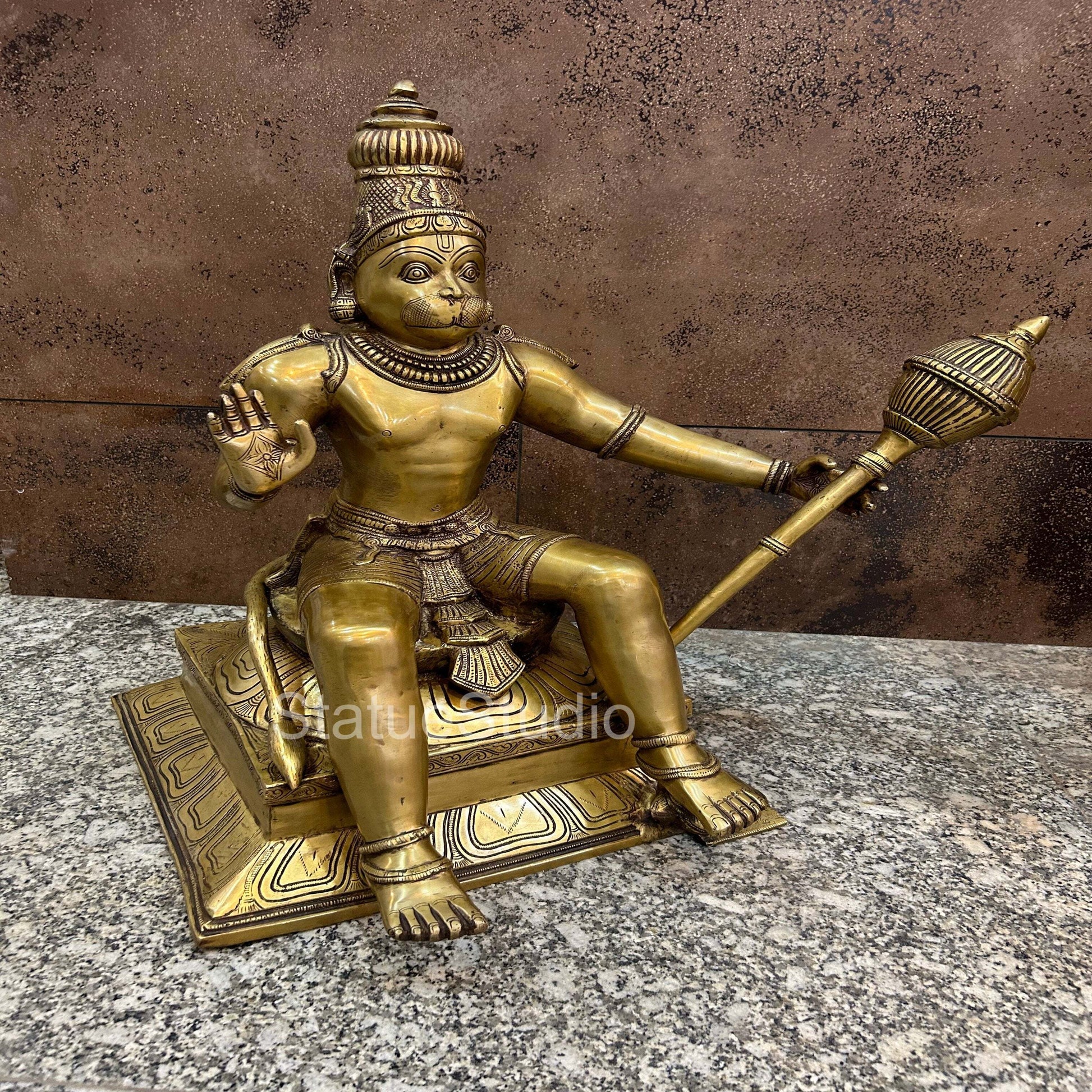 Brass Large Sitting Hanuman Idol For Home Decor 2 Feet - Image 8