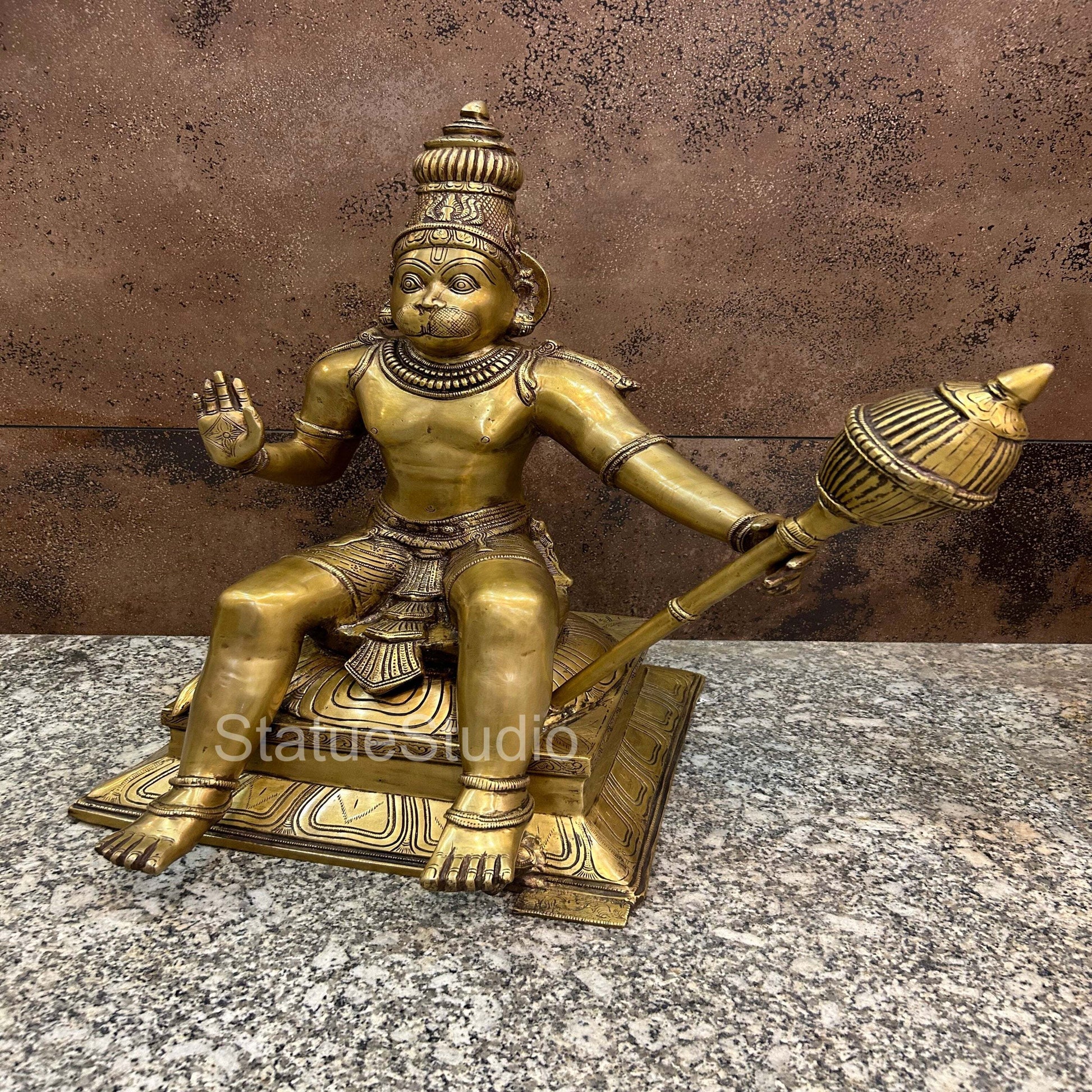 Brass Large Sitting Hanuman Idol For Home Decor 2 Feet - Image 11