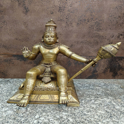 Brass Large Sitting Hanuman Idol For Home Decor 2 Feet by vendor-unknown - Hindu Gods (View 3)