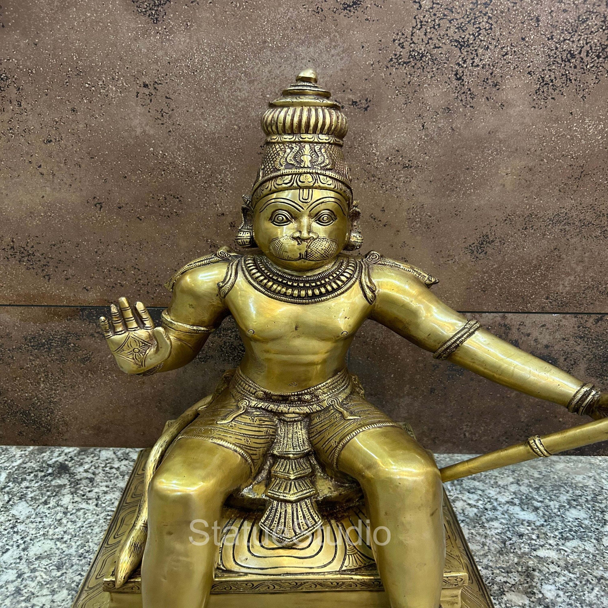 Brass Large Sitting Hanuman Idol For Home Decor 2 Feet - Image 12