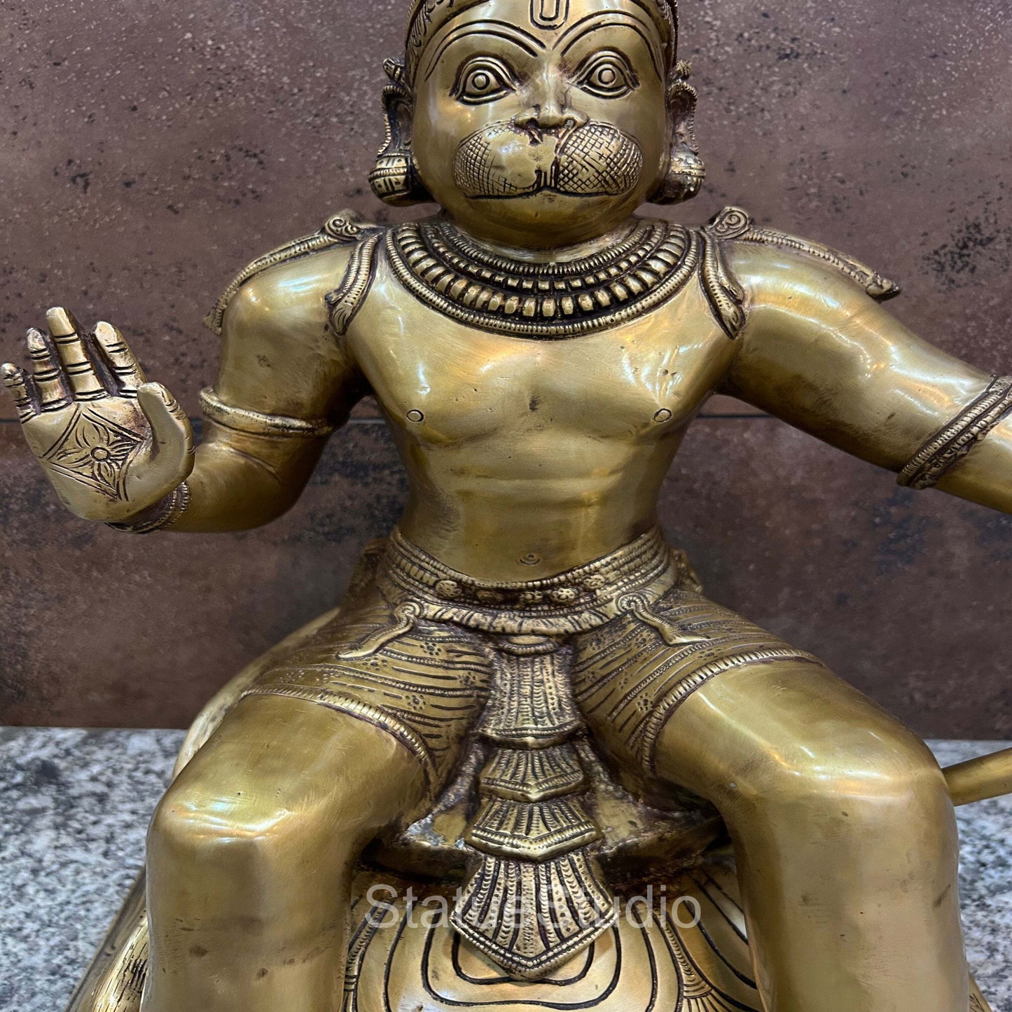 Brass Large Sitting Hanuman Idol For Home Decor 2 Feet