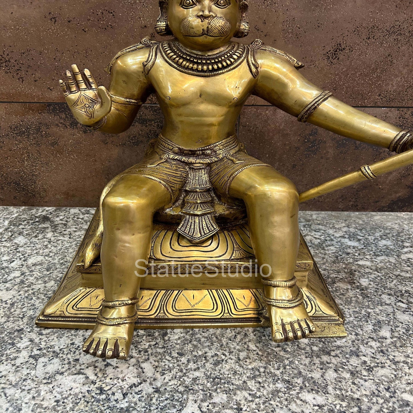Brass Large Sitting Hanuman Idol For Home Decor 2 Feet