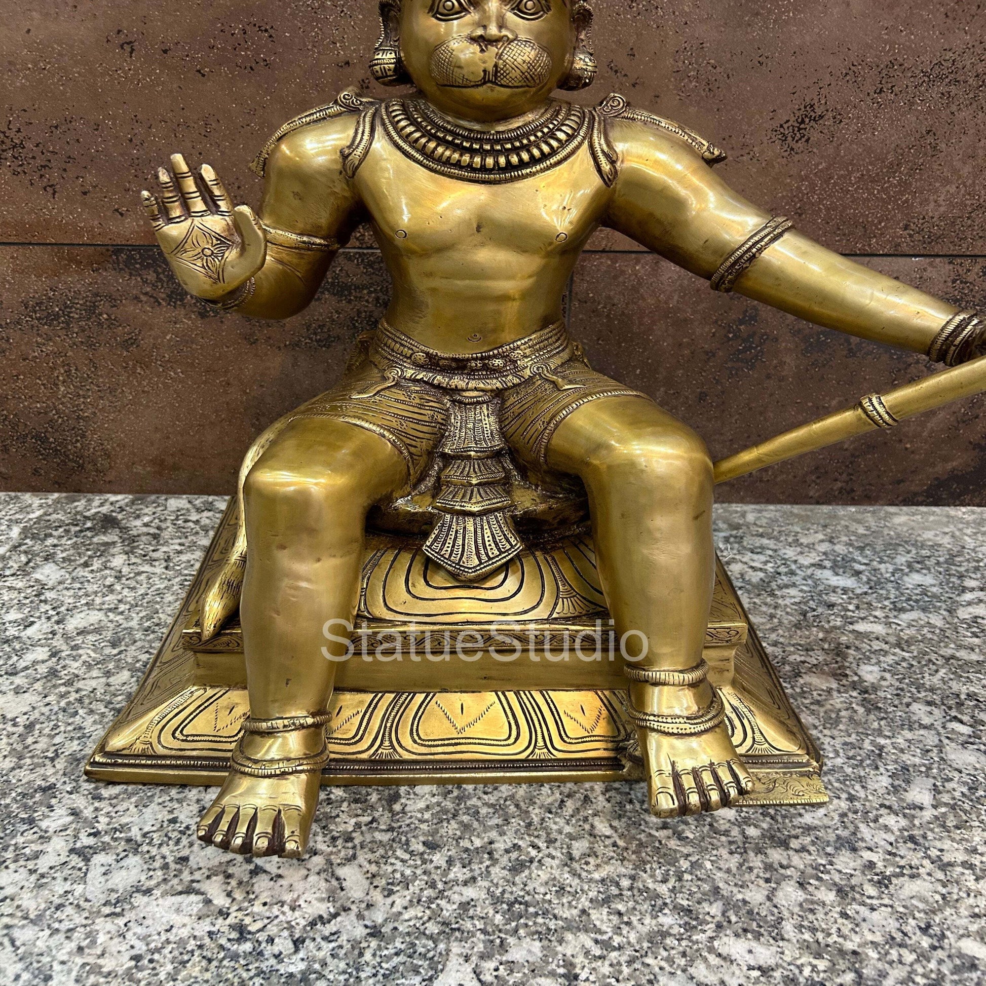 Brass Large Sitting Hanuman Idol For Home Decor 2 Feet - Image 9