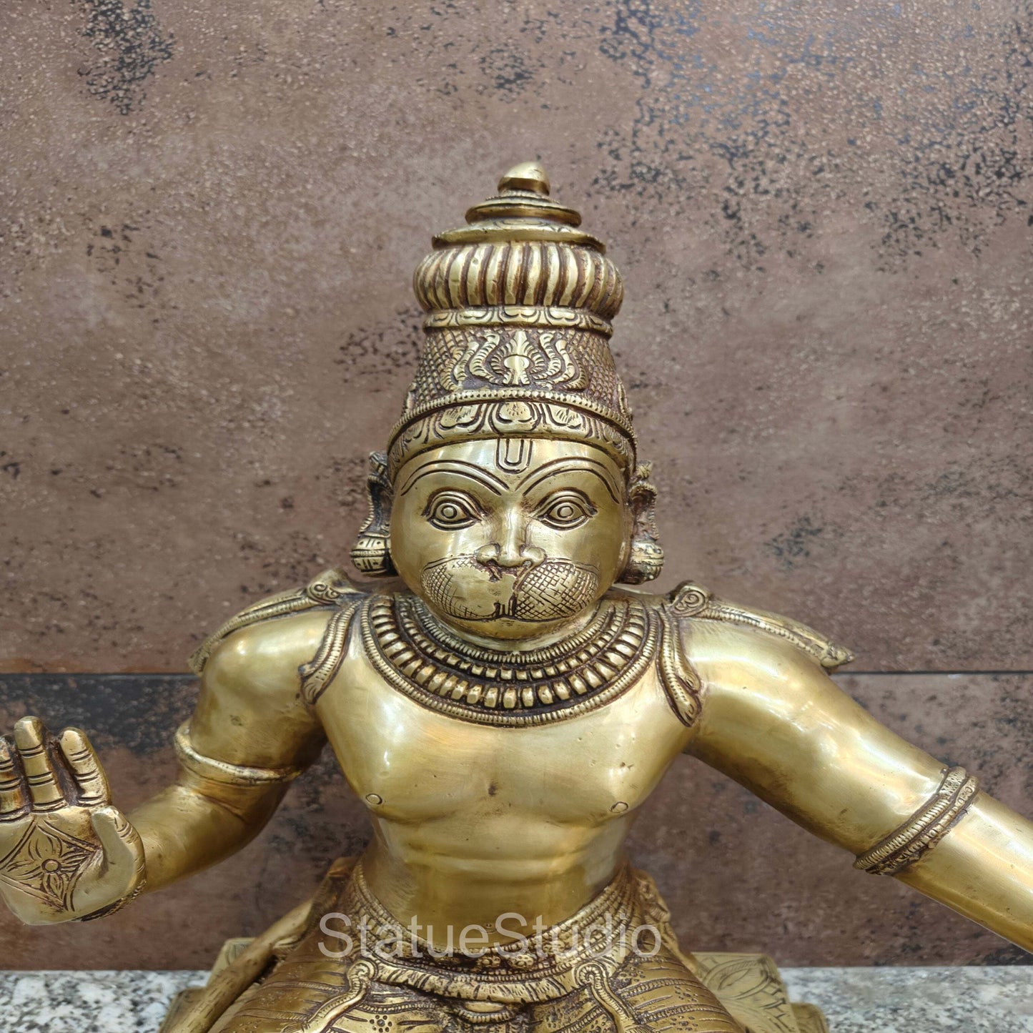 Brass Large Sitting Hanuman Idol For Home Decor 2 Feet